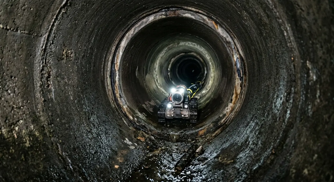 Robotic sewer camera inspecting pipe interior for Sewer Line Cleaning in Olathe